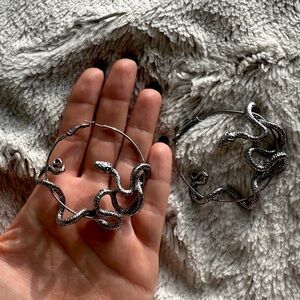 Silver Snake Hoop Earrings
